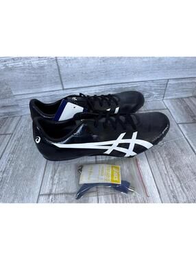NEW Asics Mens Hypersprint 7 Black White Track Field Spikes Shoes Size 10